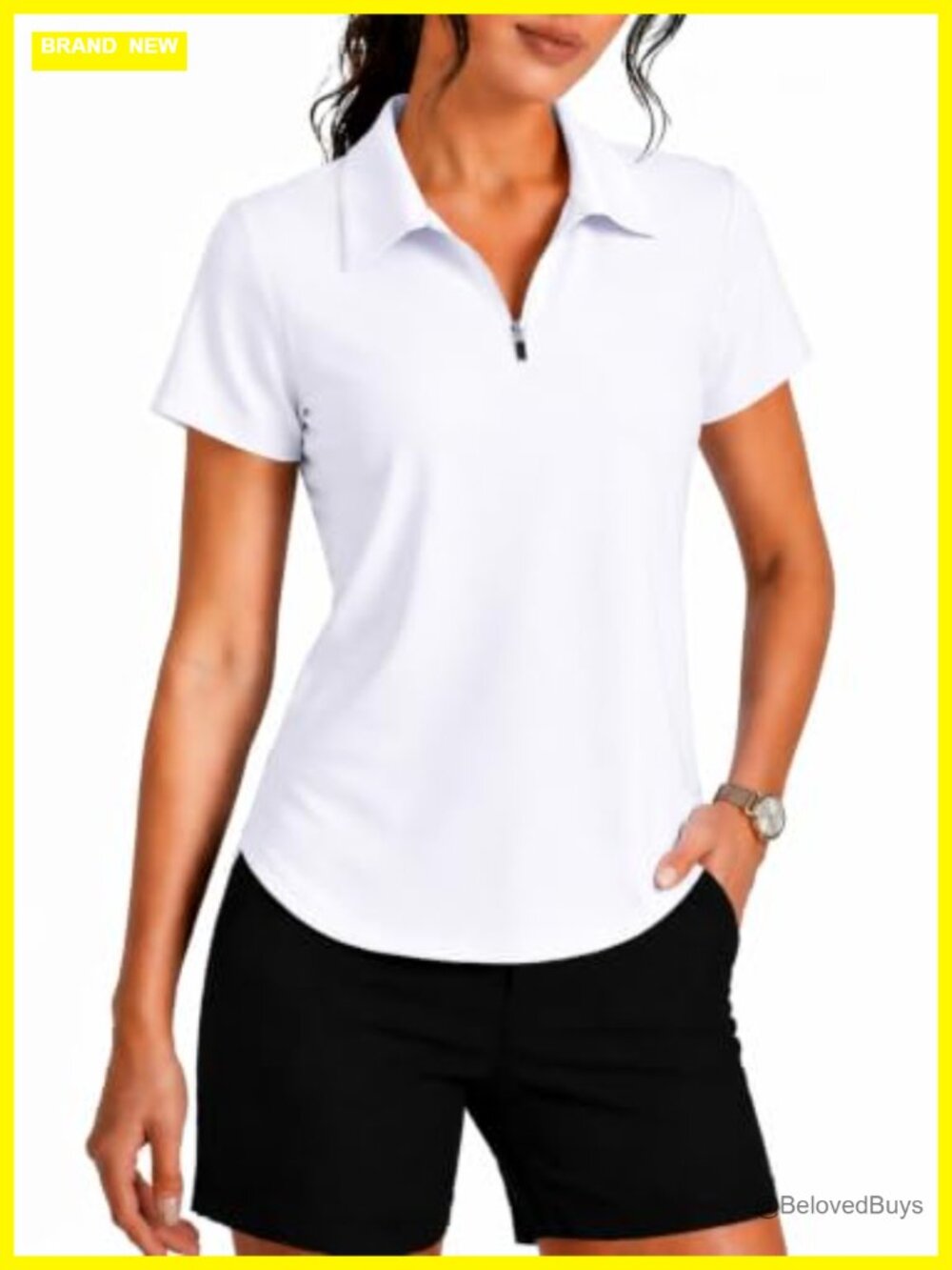 Women's Golf Polo Shirt 1/4 Zip Short Sleeve UPF 50+ Athletic